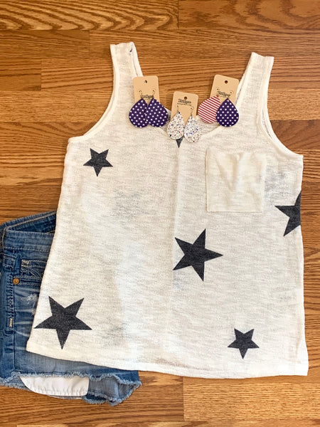 It's In The Stars Tank, Off White/Navy Stars