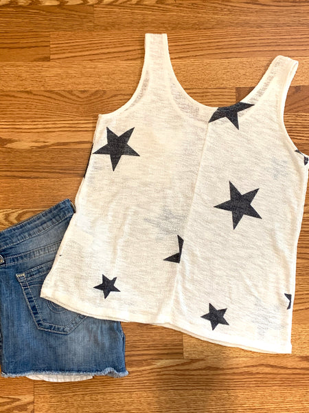 It's In The Stars Tank, Off White/Navy Stars