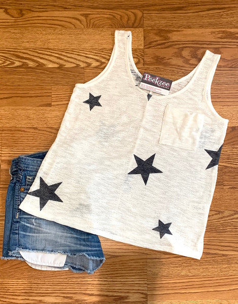 It's In The Stars Tank, Off White/Navy Stars