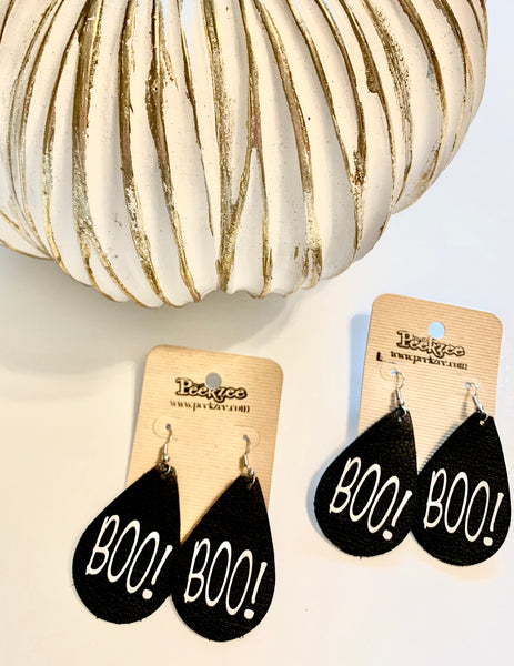 Genuine Leather Graphic Earrings, Many Styles