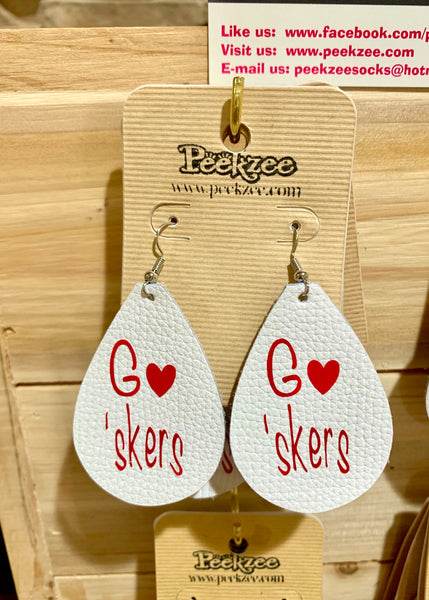 Genuine Leather Graphic Earrings, Many Styles