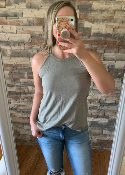 Breeze Right Through It Tank, Olive