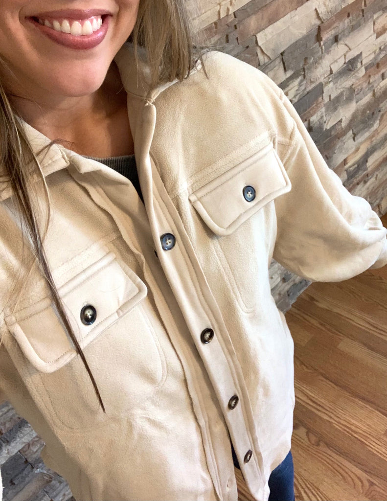 Wrapped In Daydreams Shacket, Stone