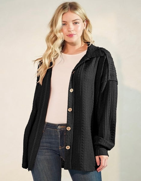 It's Easy Breezy Shacket, Black