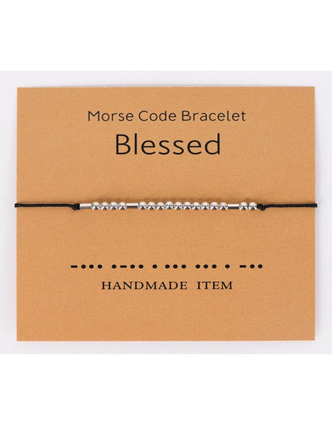 Assorted Morse Code Bracelets, Silver/Black