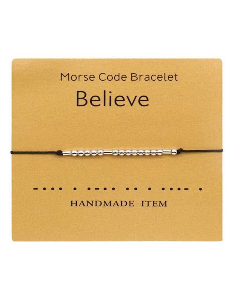 Assorted Morse Code Bracelets, Silver/Black