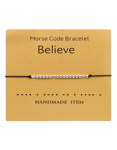 Assorted Morse Code Bracelets, Silver/Black