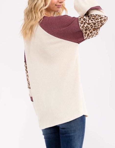 Something To You Top, Burgundy/Cream