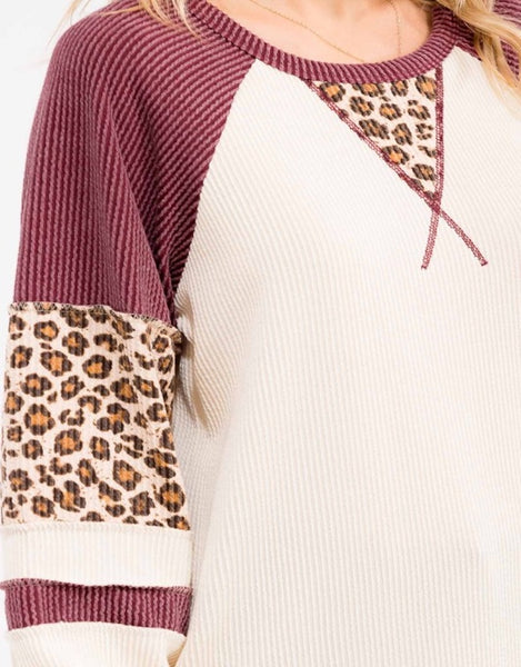 Something To You Top, Burgundy/Cream