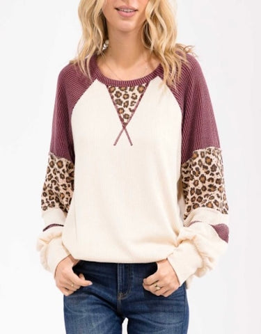 Something To You Top, Burgundy/Cream