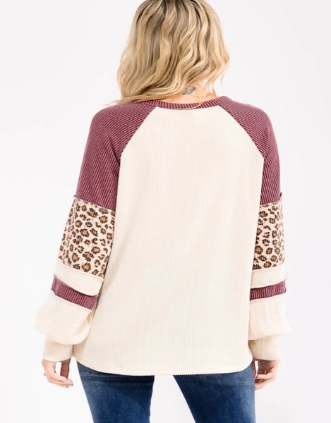 Something To You Top, Burgundy/Cream