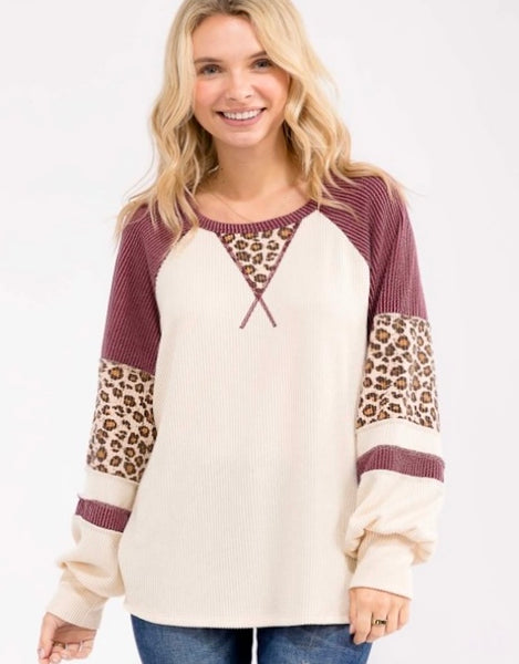 Something To You Top, Burgundy/Cream