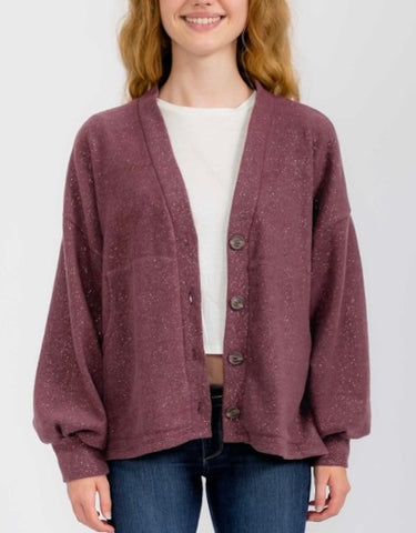 Keep Your Sparkle Cardigan, Mulberry/Gold Sparkle