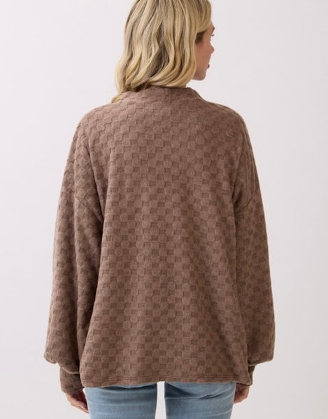 Checks All The Boxes Cardigan, Mocha