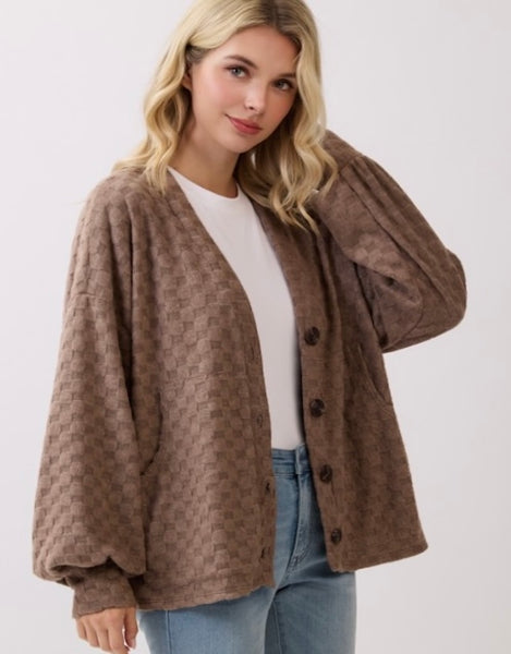 Checks All The Boxes Cardigan, Mocha