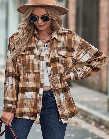 Any Day Now Top, Brown Plaid