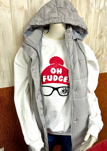 "Oh Fudge" Sweatshirt, White