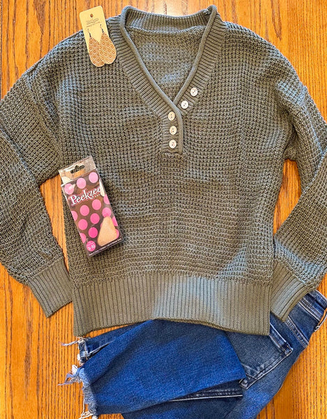 All For It Sweater, Pickle Green