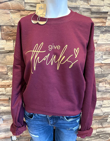 "Give Thanks" Sweatshirt, Maroon