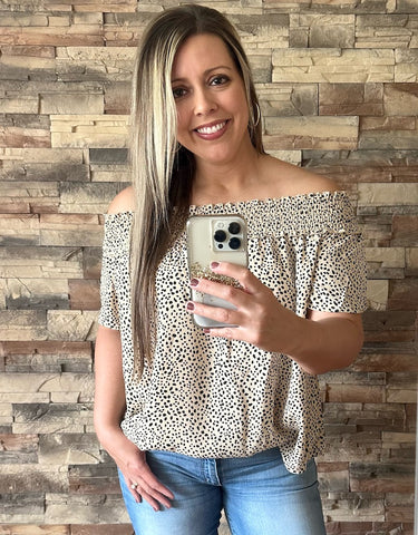 Close Your Eyes Top, Taupe/Leopard