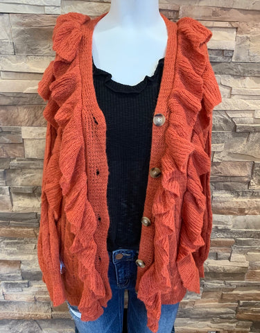 Whisk Me Away Cardigan, Dark Coral