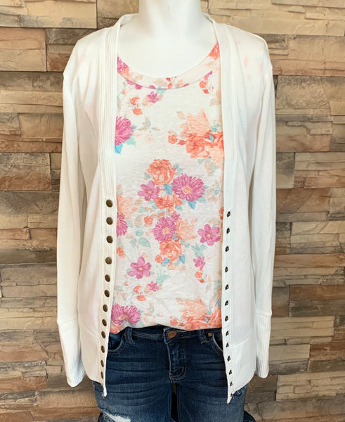All Things Pretty Tee, Ivory/Fuchsia