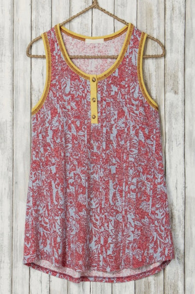 Stay With Me Tank, Wine/Ice Blue