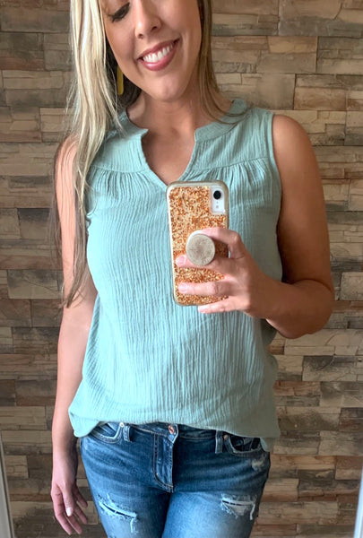 Come Away With Me Top, Dusty Mint