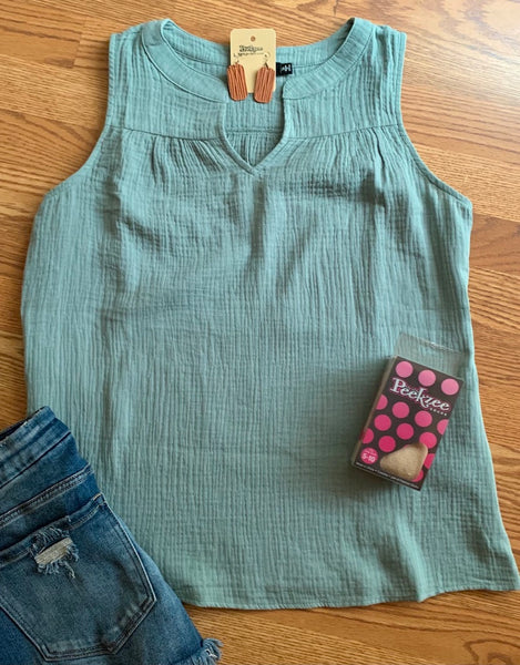 Come Away With Me Top, Dusty Mint