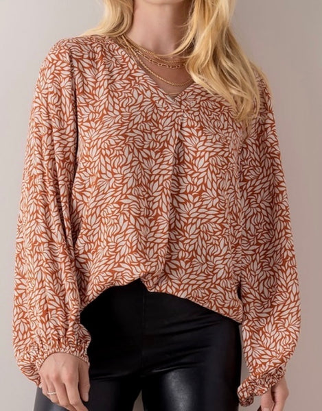 Own The Day Blouse, Rust