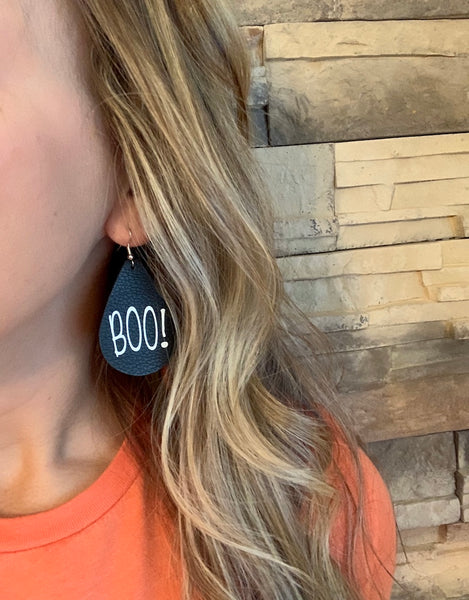 Genuine Leather Graphic Earrings, Many Styles