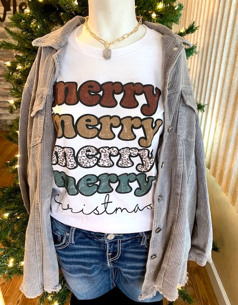 "Merry, Merry, Merry" Tee, White