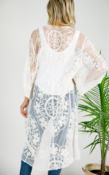 Delicately Darling Lace Kimono, Beige