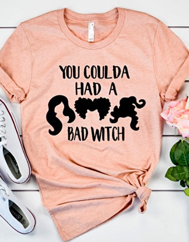 Coulda Had A Bad Witch Soft Tee, Heather Prism Peach