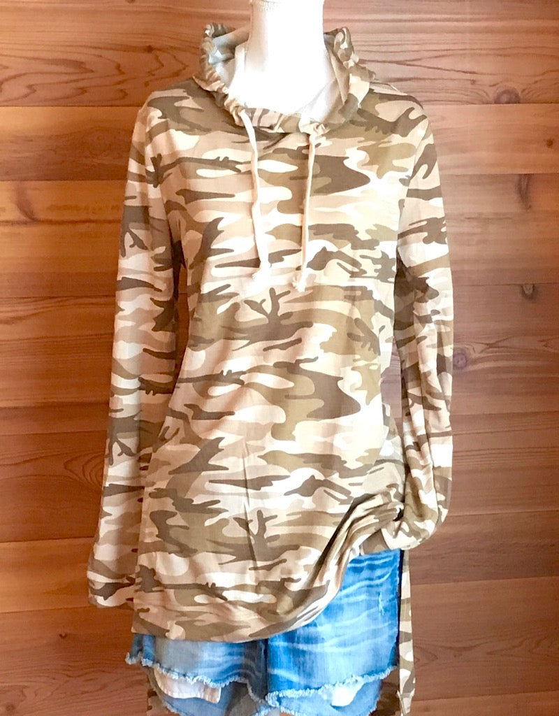 Now You See Me Hooded Tunic, Taupe/Camo