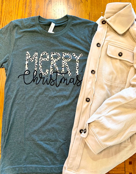 "Merry Christmas" Tee, Cardinal or Forest